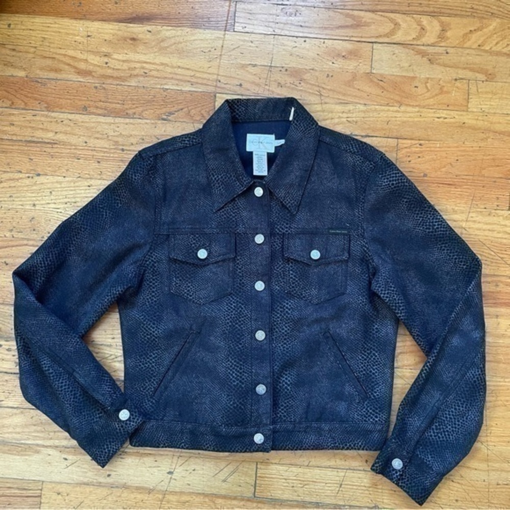 CK Jeans Snake Print Denim Jacket Size Large
